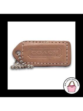 COACH Y2K VINTAGE Hang Tag Bag Charm Keychain Fob Light Saddle Brown Leather 2"